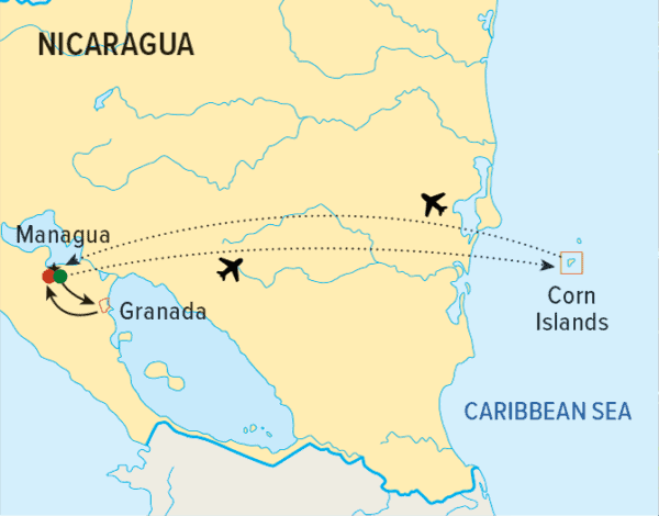 map of Nicaragua and the Corn Islands